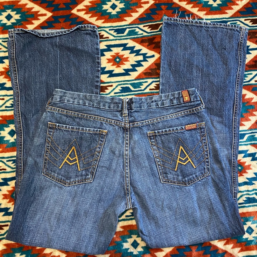 7 For All Mankind Blue Boot Cut Jeans